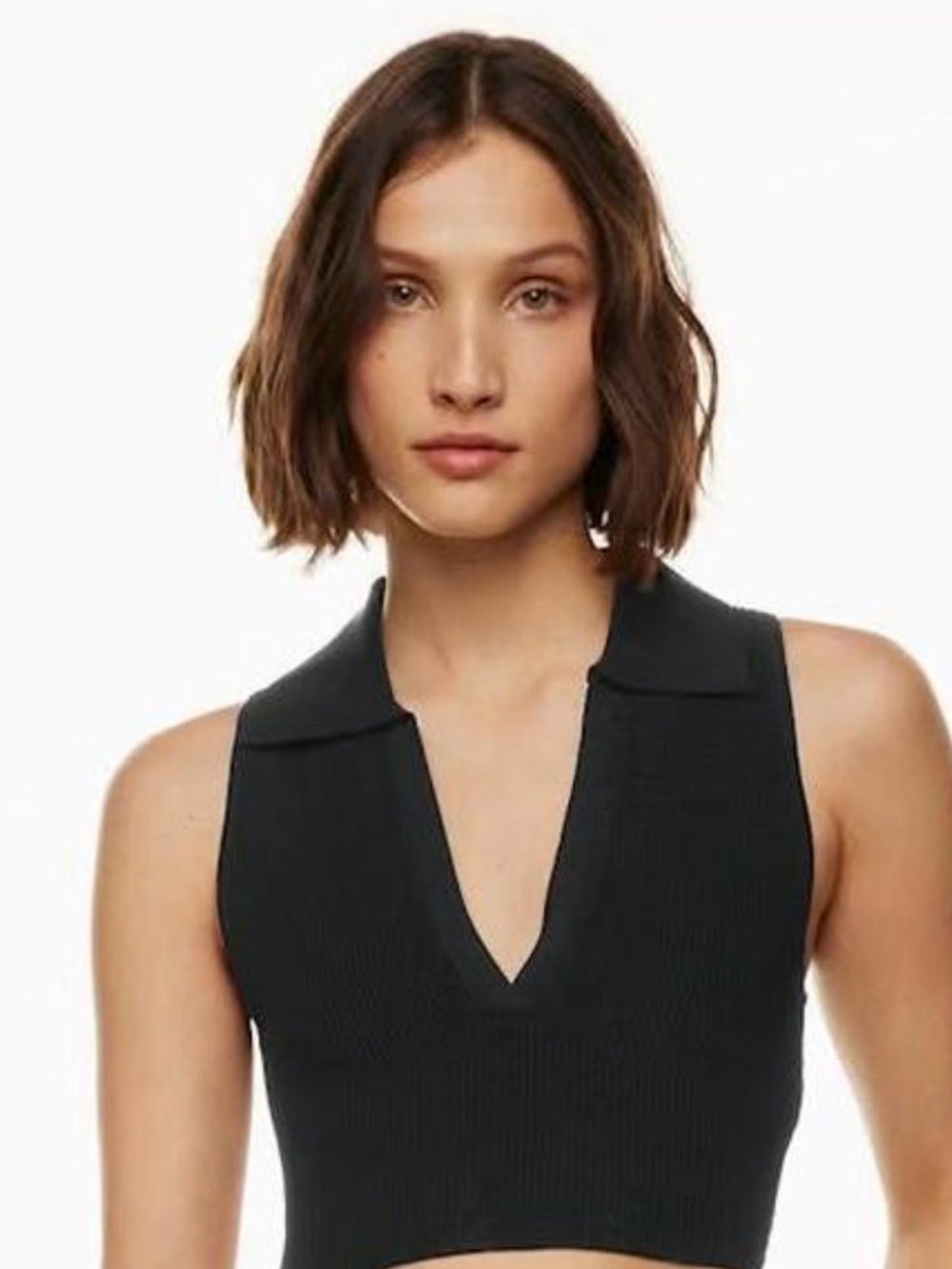 Babaton Sculpt Knit Polo Top in Black | Size Large